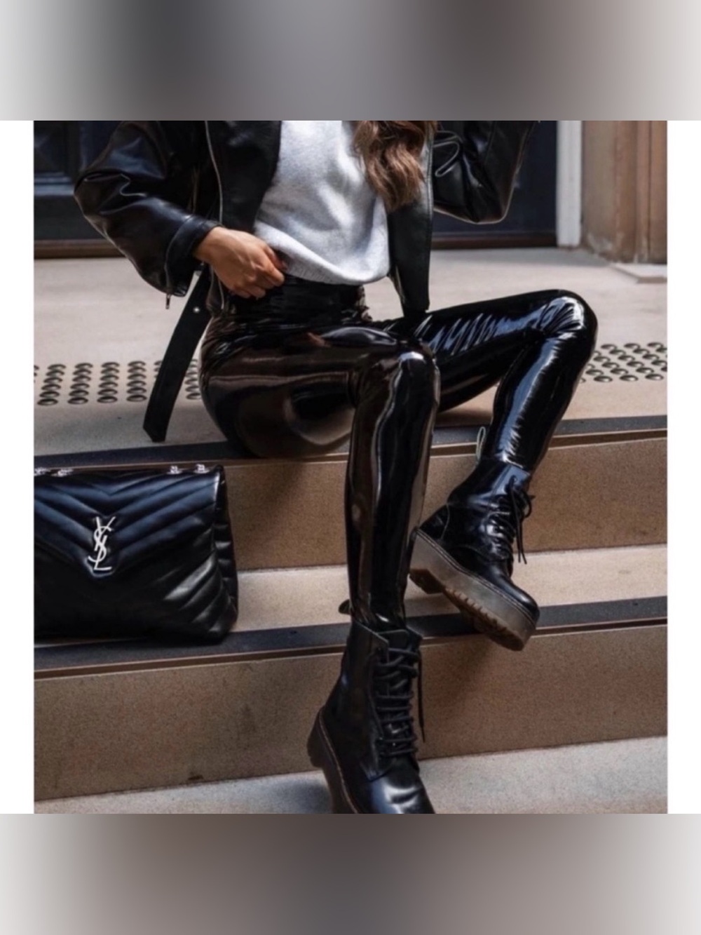 NWT! Commando Faux Patent Black Leather Leggings Size Medium